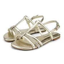 Gold sandal with rhinestones