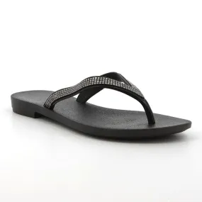 Grendha Nene Glitter Slip On Thong Sandals - Black