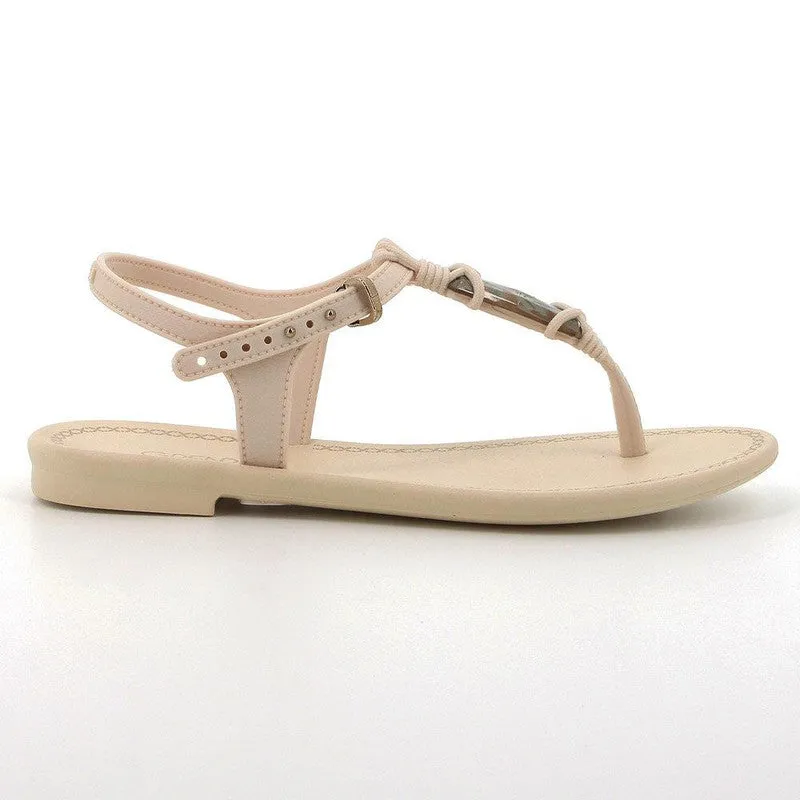 Grendha Slingback Sandals with Trim - Off White