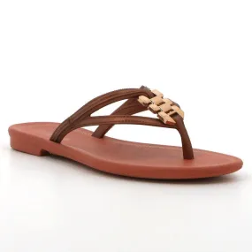 Grendha Thong Sandals with Gold Trim - Pink