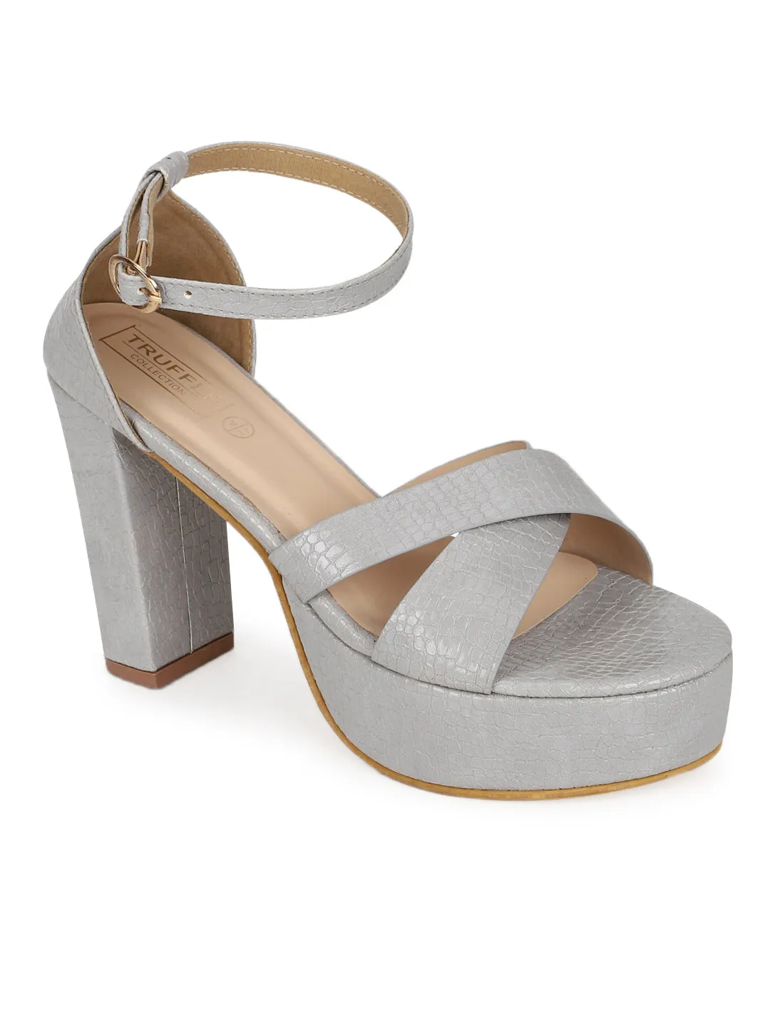 Grey PU Croc Crossover Strap Platform Sandals (TC-SLC-V105-GRY)