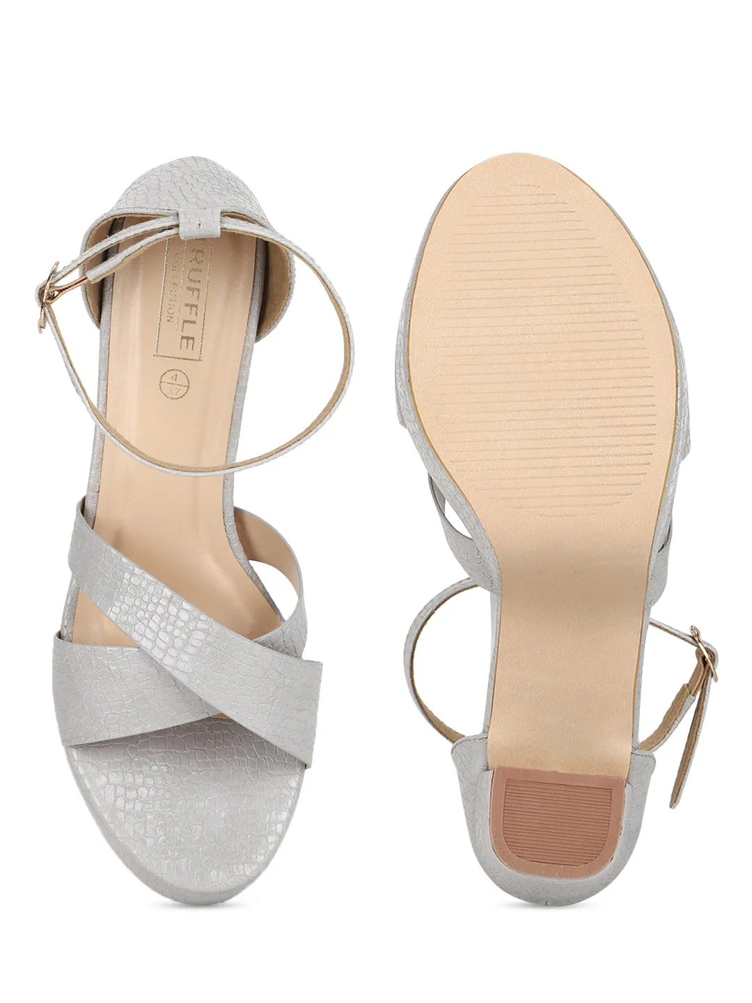 Grey PU Croc Crossover Strap Platform Sandals (TC-SLC-V105-GRY)