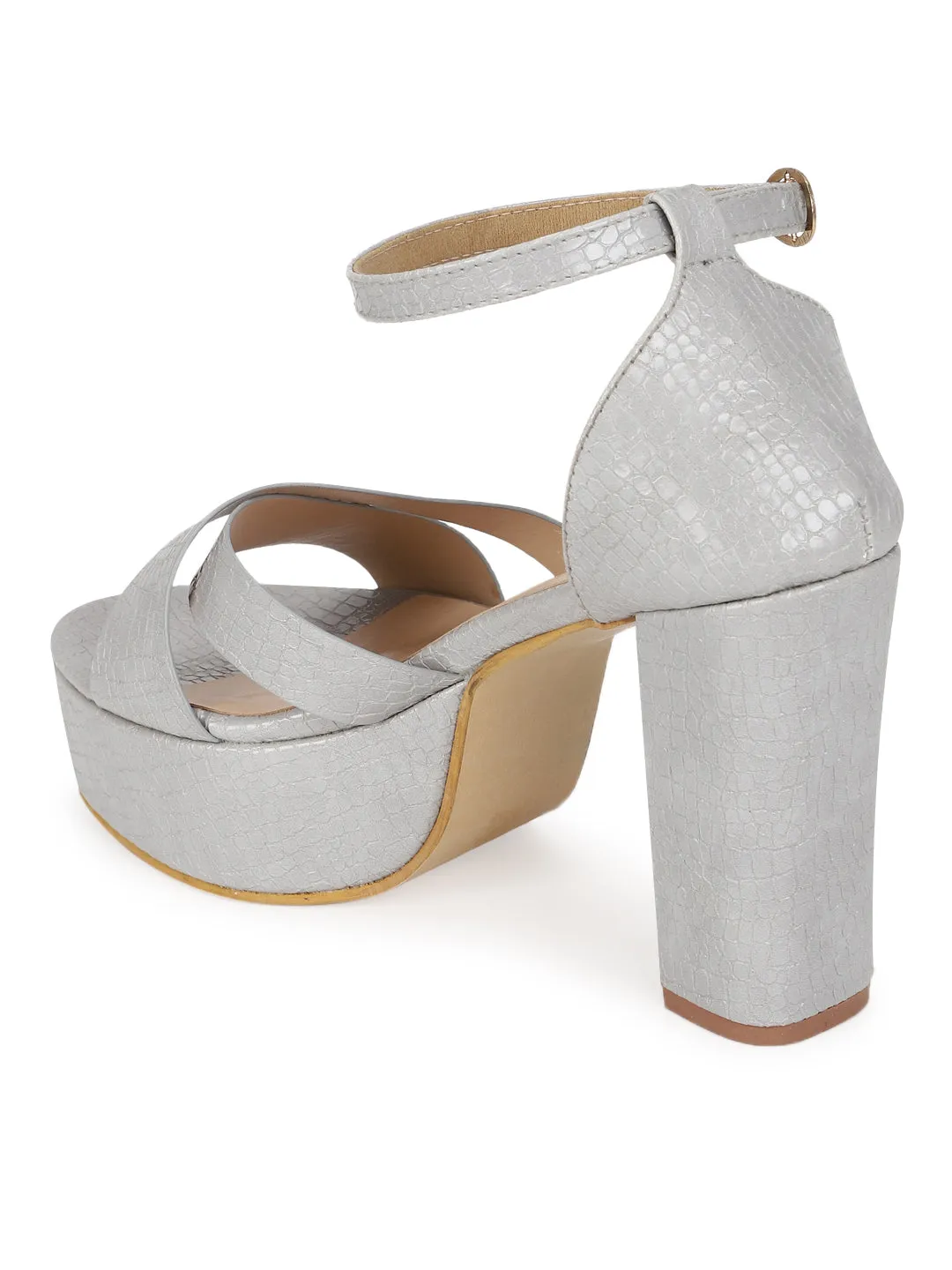 Grey PU Croc Crossover Strap Platform Sandals (TC-SLC-V105-GRY)