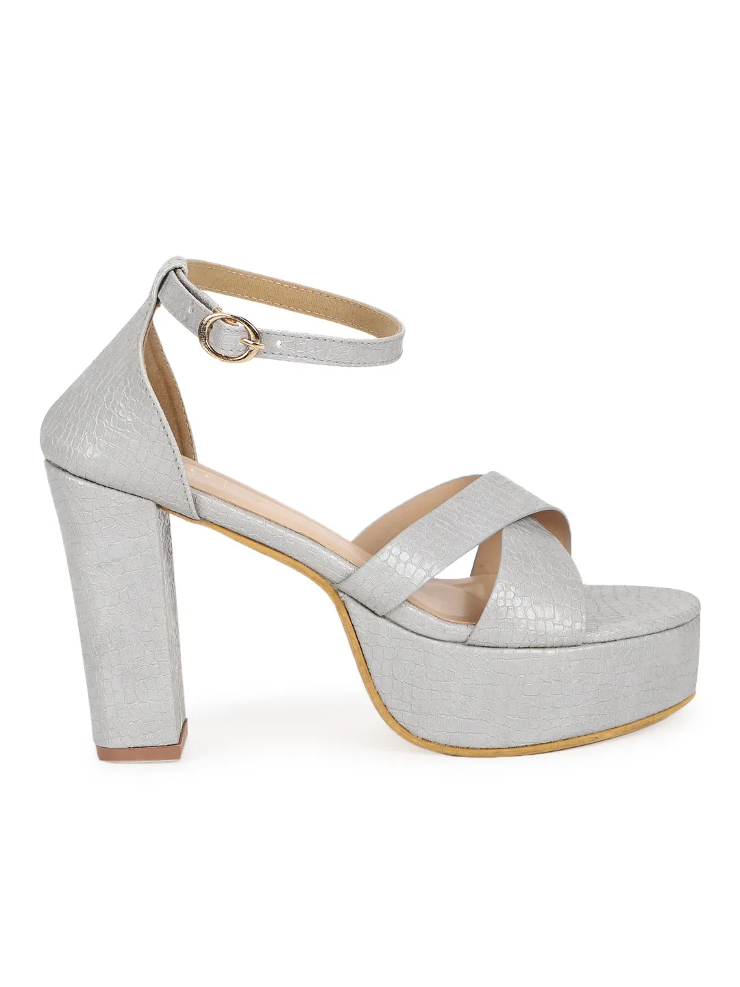 Grey PU Croc Crossover Strap Platform Sandals (TC-SLC-V105-GRY)