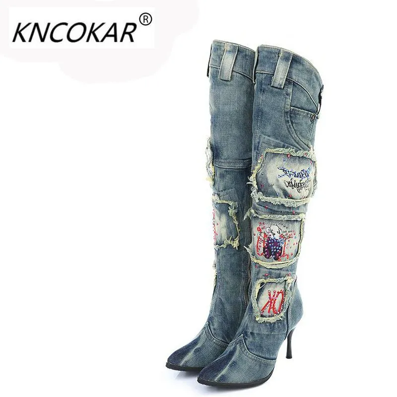 High heels diamond winter is tall, thin woman boots cowboy boots Australian Boots  Botas Mujer Winter Shoes Women Zapatos