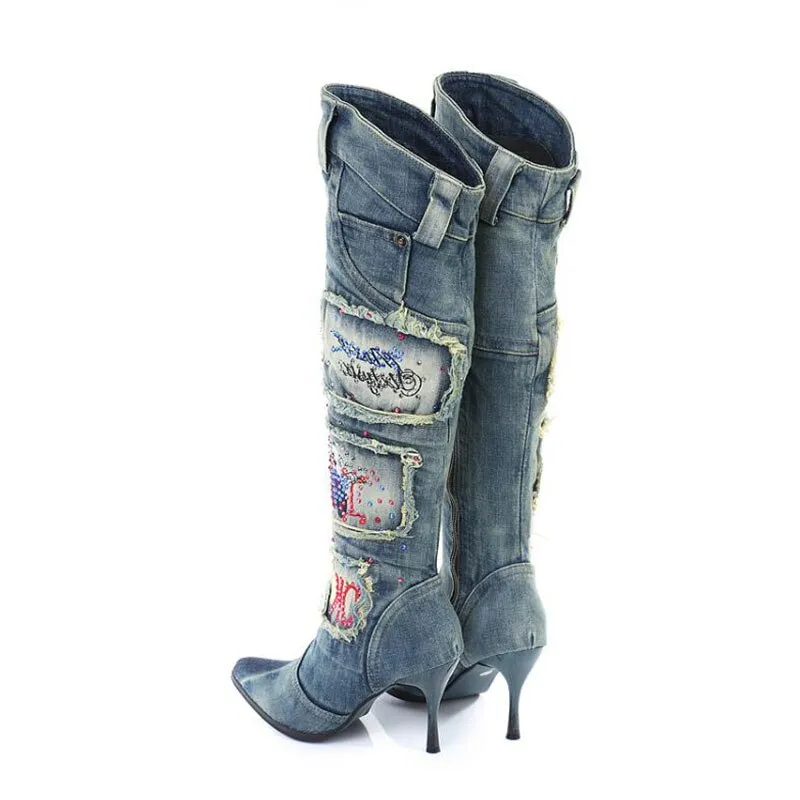 High heels diamond winter is tall, thin woman boots cowboy boots Australian Boots  Botas Mujer Winter Shoes Women Zapatos