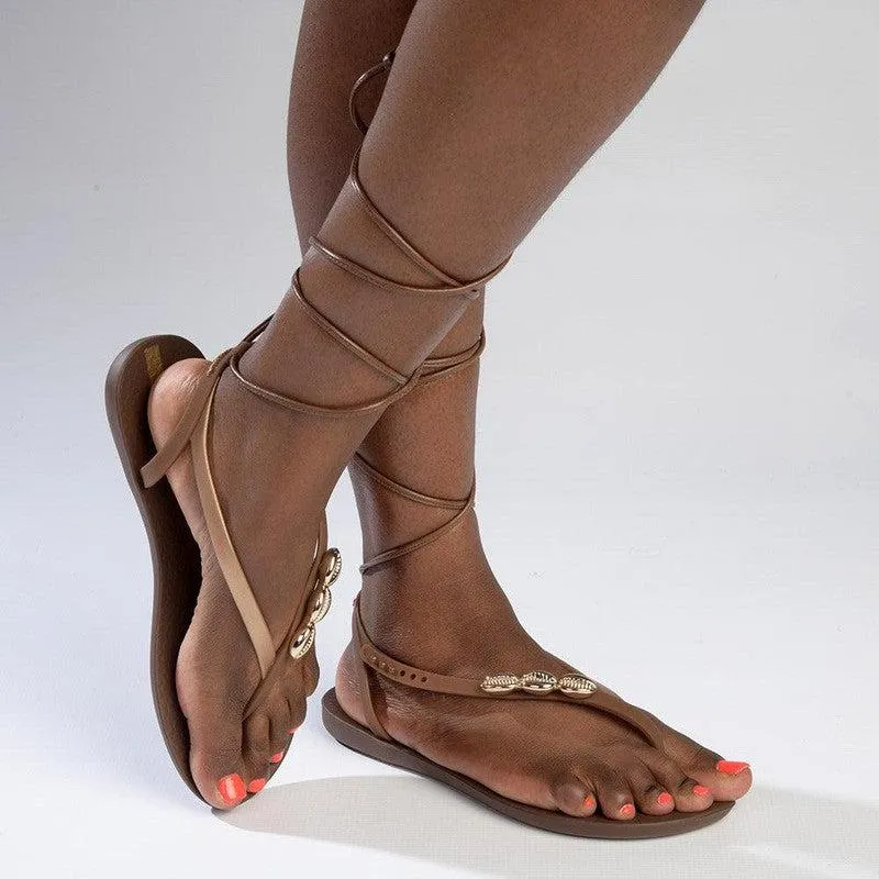 Ipanema Ankle Wrap Thong Sandals - Brown