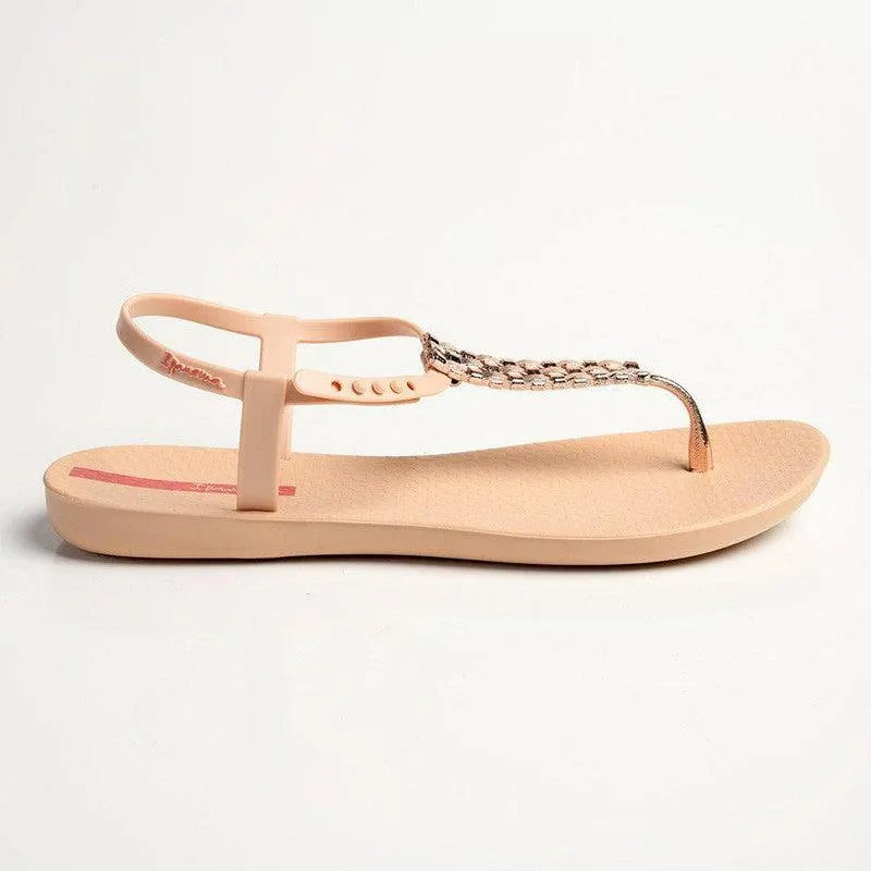 Ipanema Weave Trim Back Strap Sandals - Beige/Pink