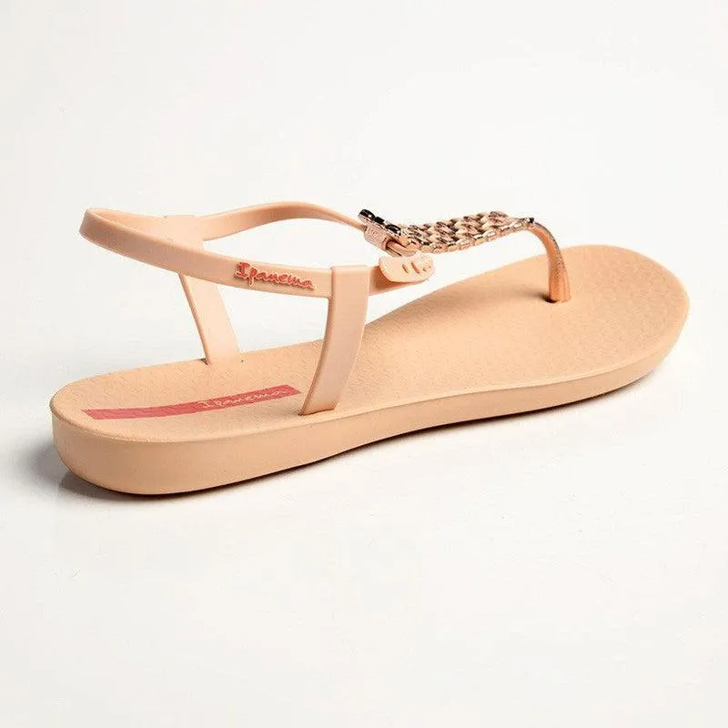 Ipanema Weave Trim Back Strap Sandals - Beige/Pink