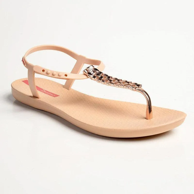 Ipanema Weave Trim Back Strap Sandals - Beige/Pink