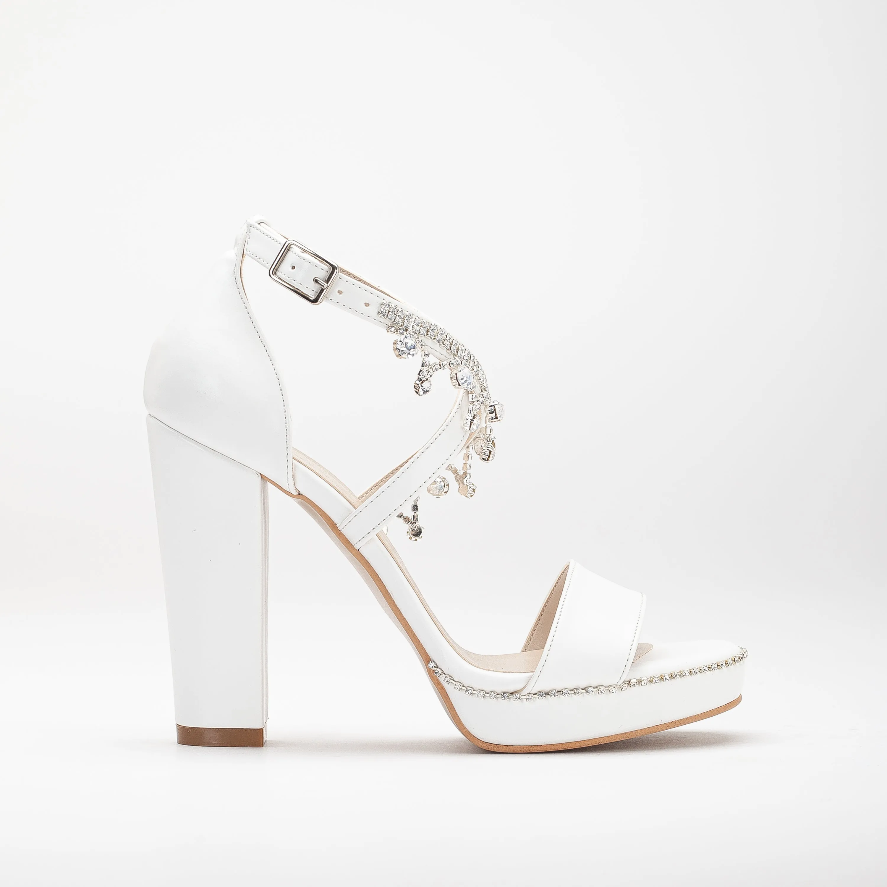 Jodi - Platform Criss Cross Wedding Shoes with Rhinestones