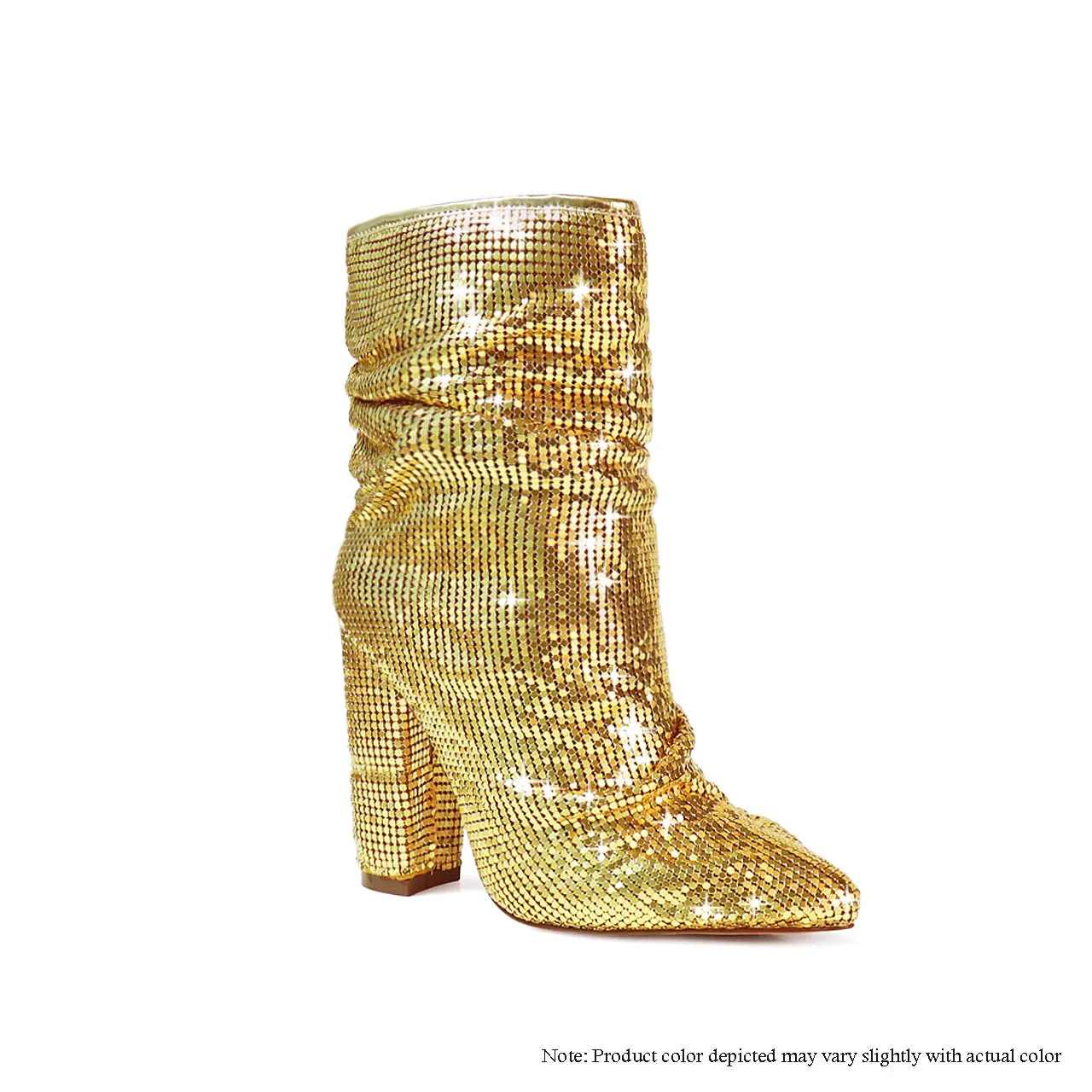 KING-2 POINTED SLOUCH CHAINMAIL BOOTIE - GOLD