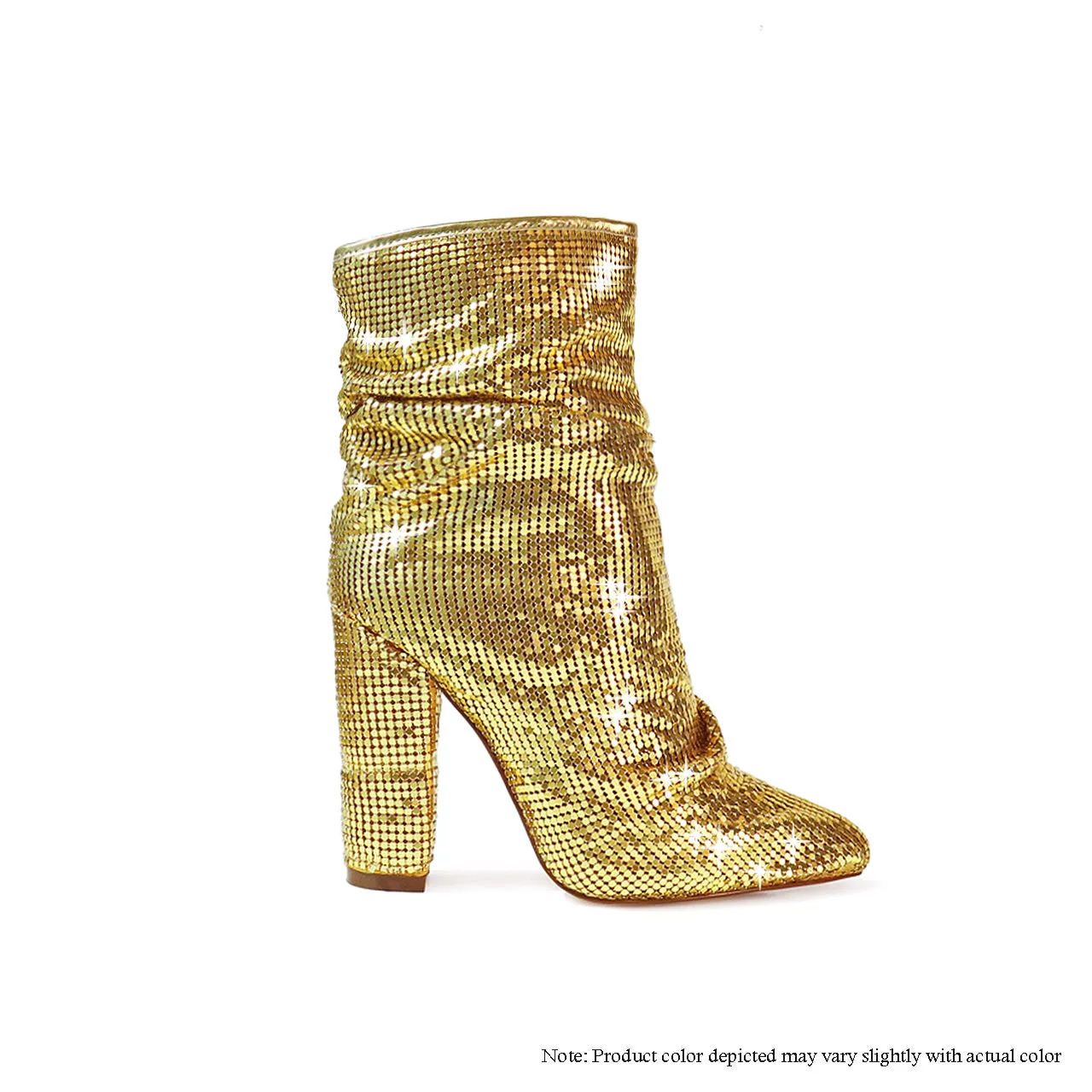 KING-2 POINTED SLOUCH CHAINMAIL BOOTIE - GOLD