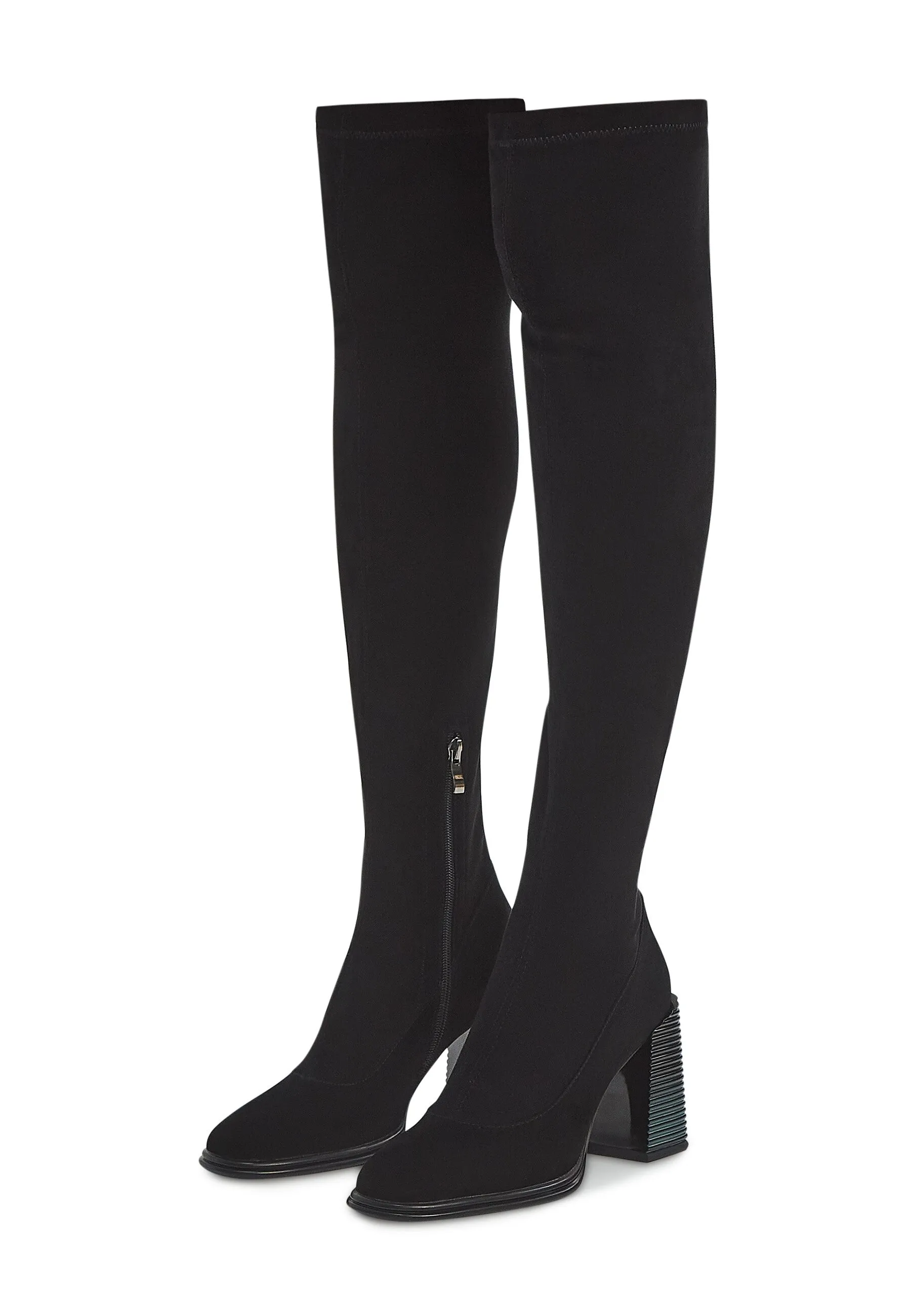 Knee-High Block Heel Sock Boots Karolina - Black