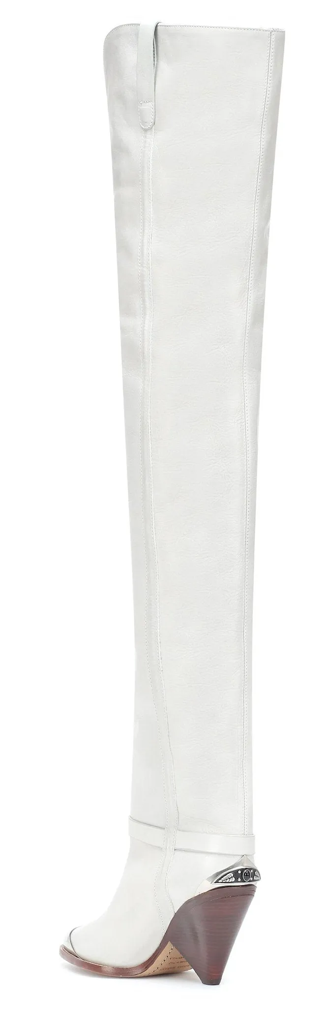 'Lafsten' Embellished Leather Over-the-Knee Boots, White