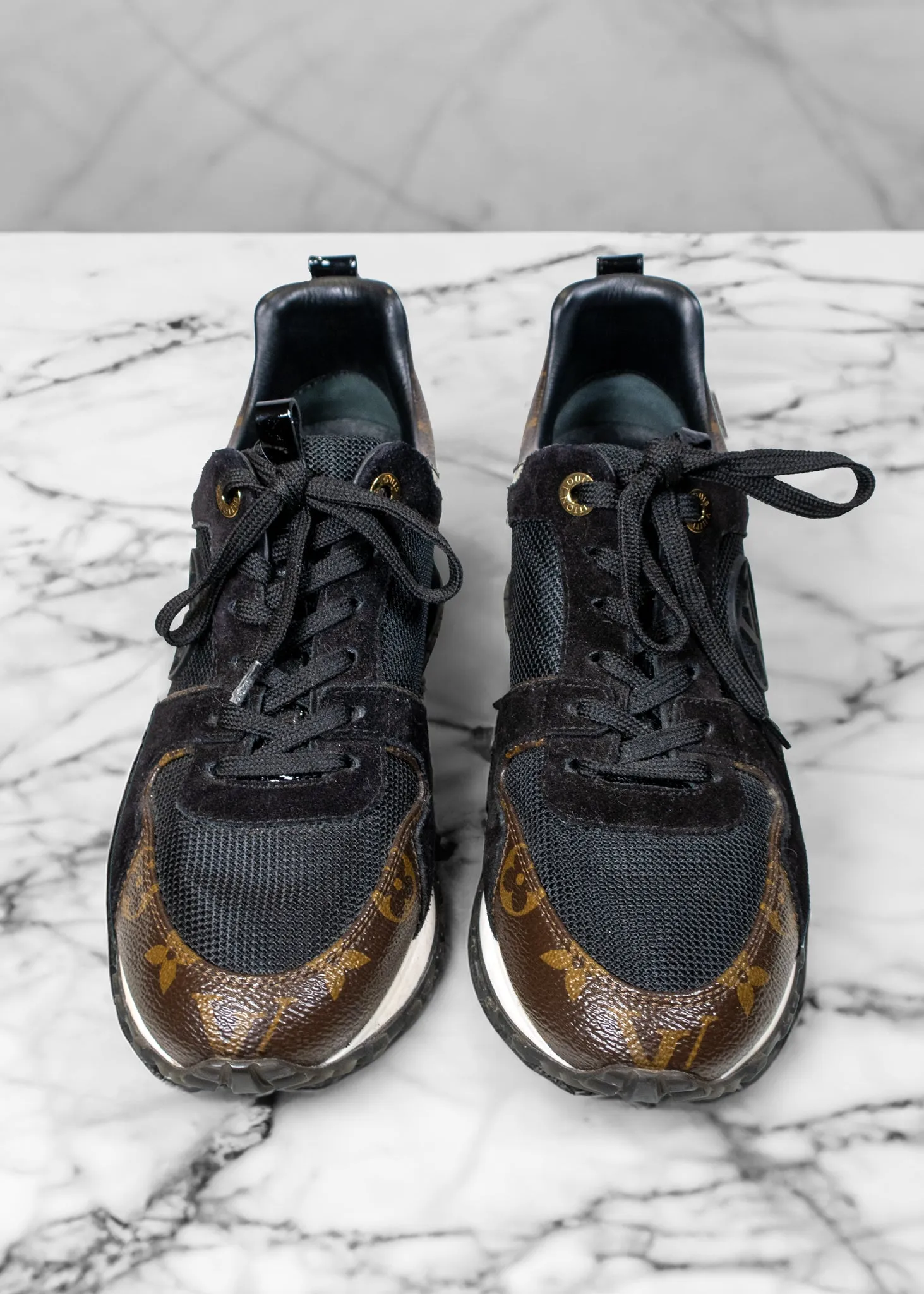 Louis Vuitton Black Monogram Run Away Lace Up Sneakers