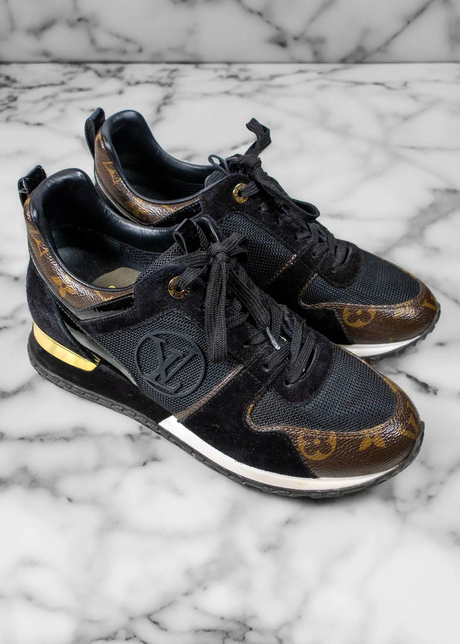 Louis Vuitton Black Monogram Run Away Lace Up Sneakers