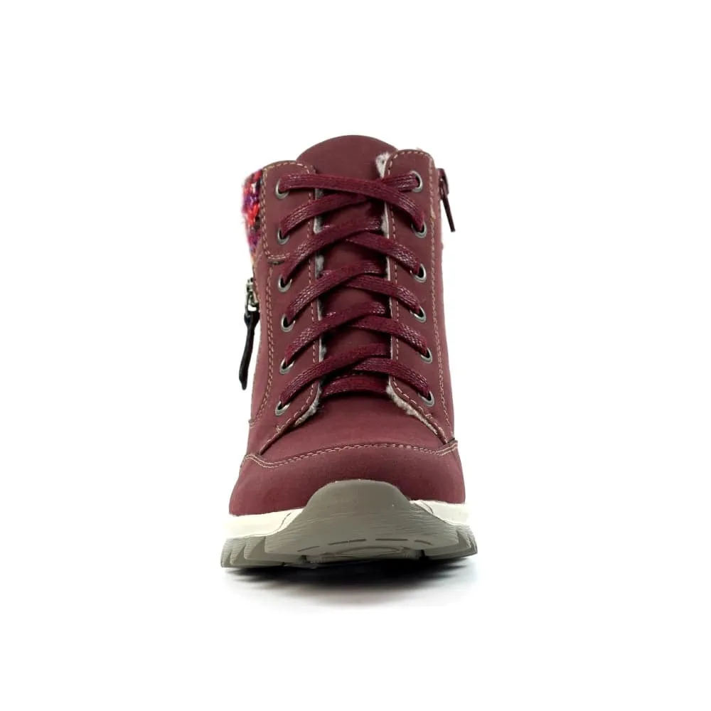 Lunar GLB115 Buttermere Ladies Burgundy Waterproof Zip & Lace Ankle Boots