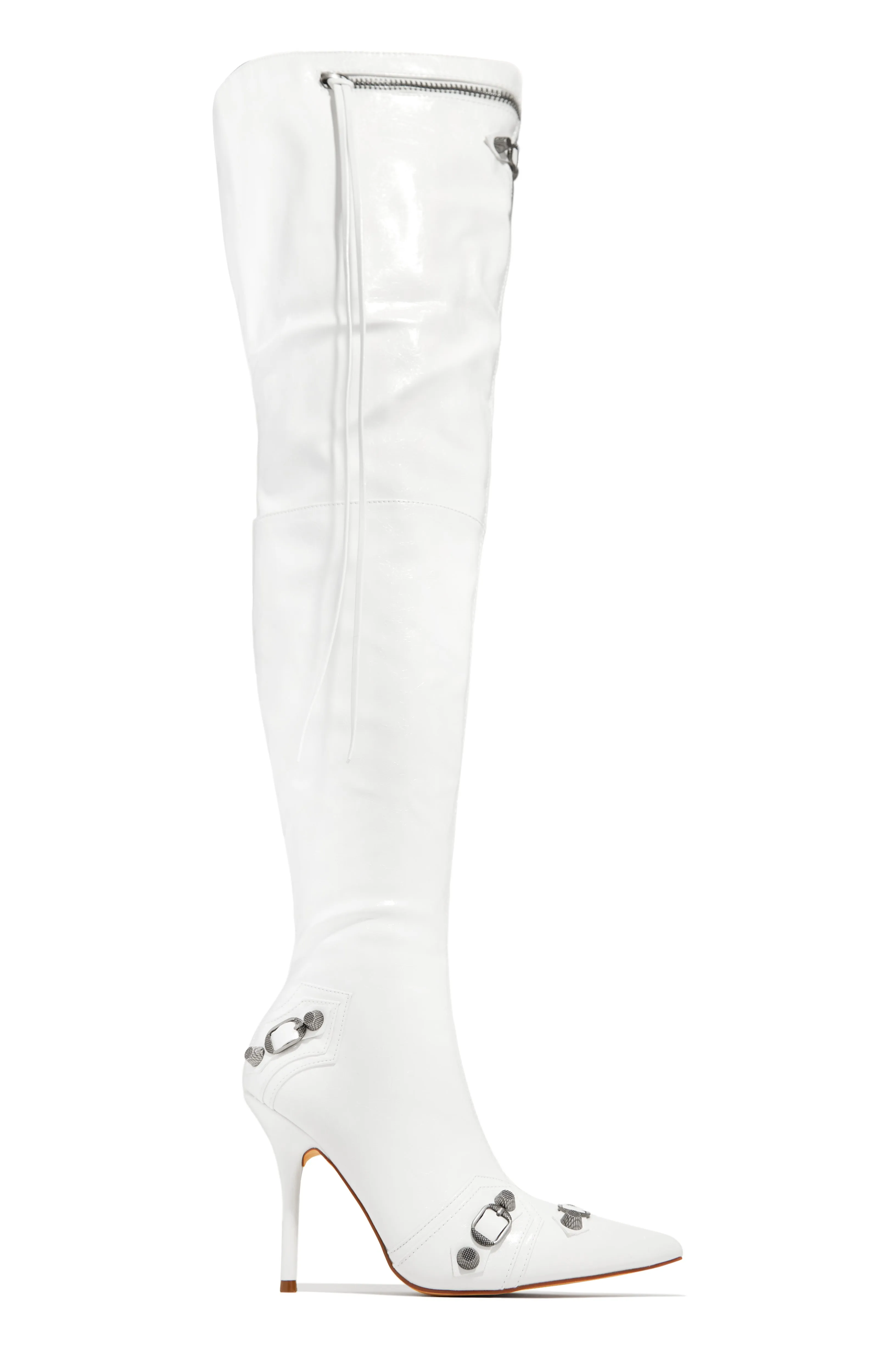 Maddison Over The Knee High Heel Boots - White