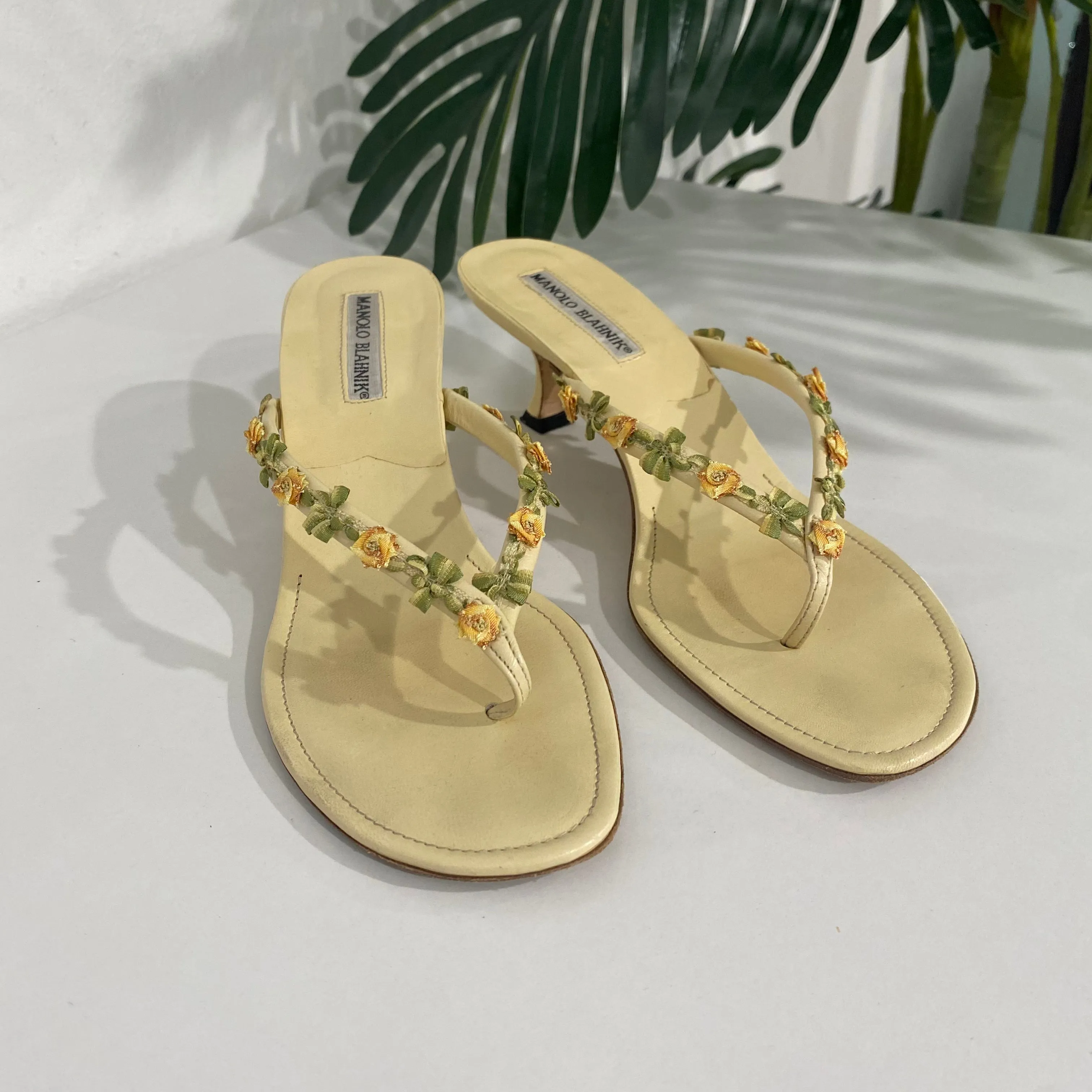 Manolo Blahnik Yellow Floral Sandals