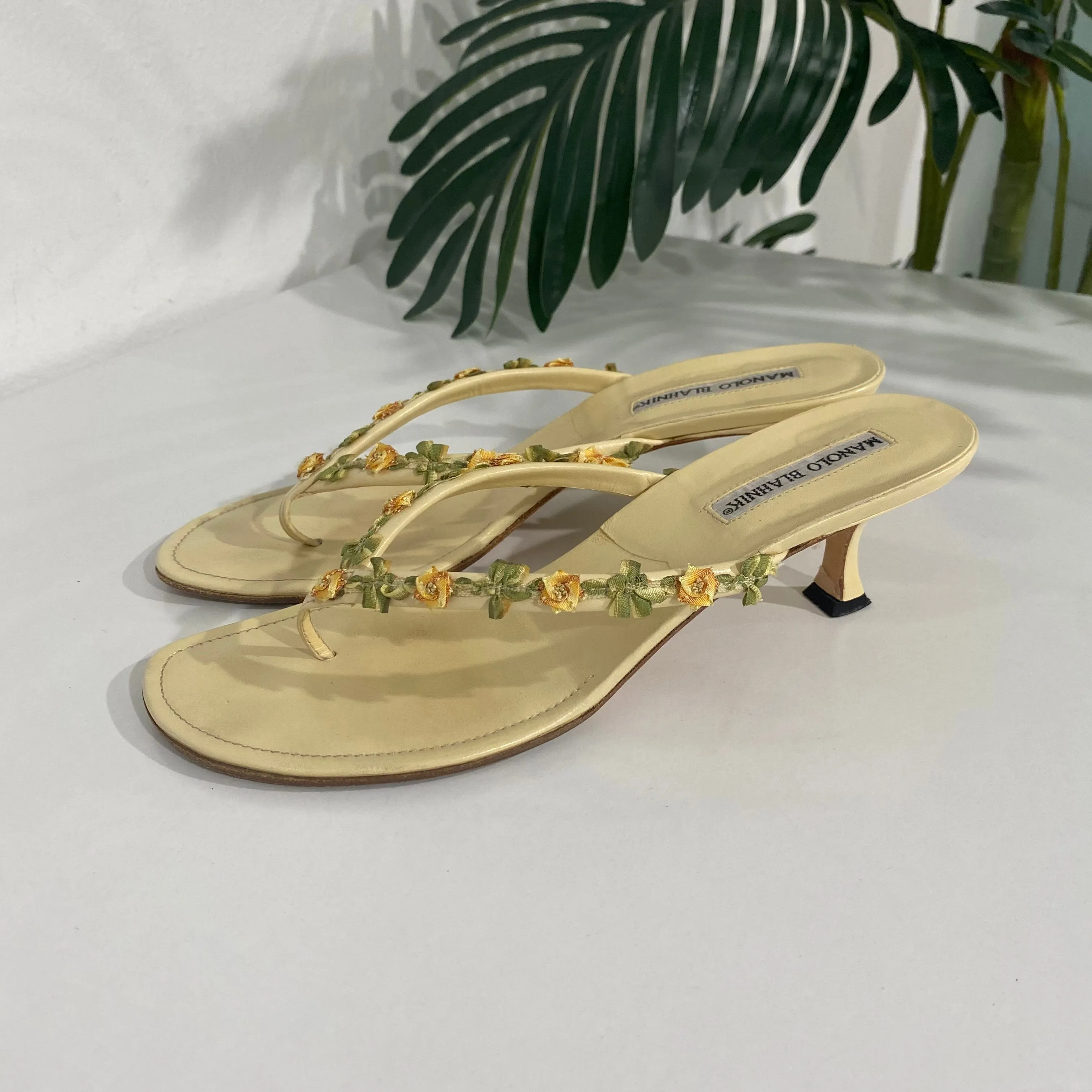 Manolo Blahnik Yellow Floral Sandals