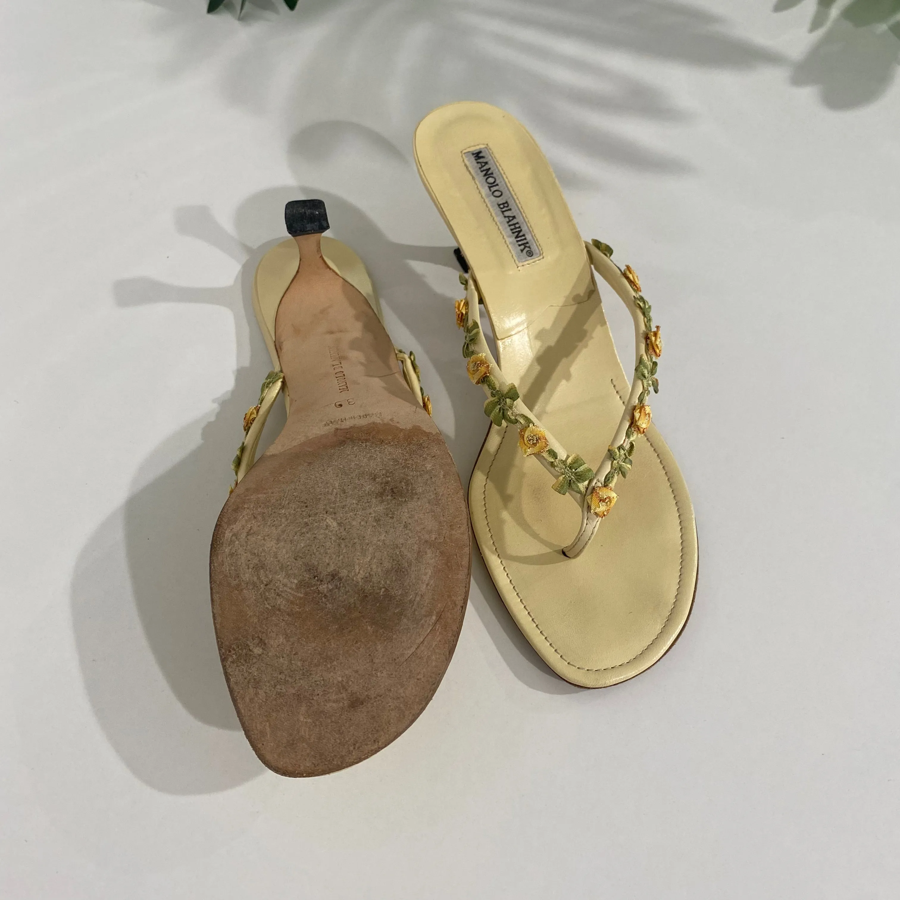 Manolo Blahnik Yellow Floral Sandals