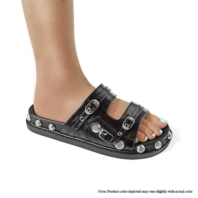 MEIZI-1 STUD SANDAL - BLACK