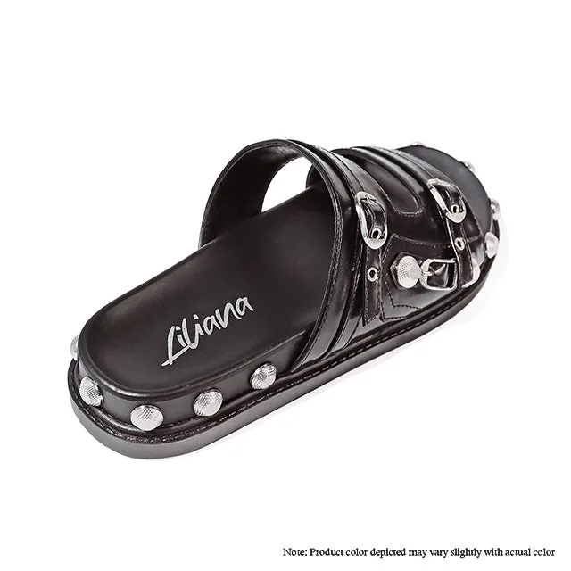 MEIZI-1 STUD SANDAL - BLACK