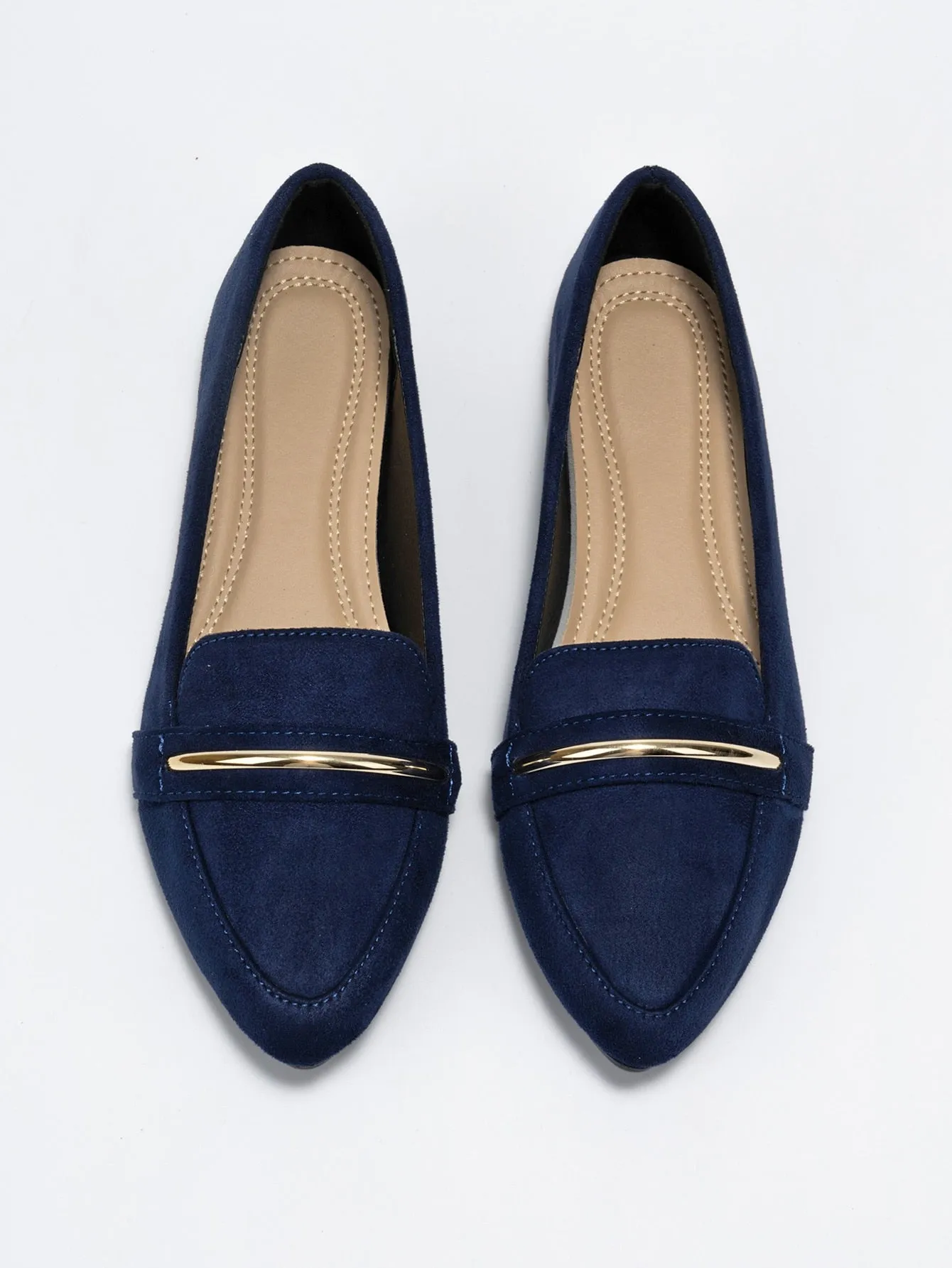 Metallic Decor Suede Loafers