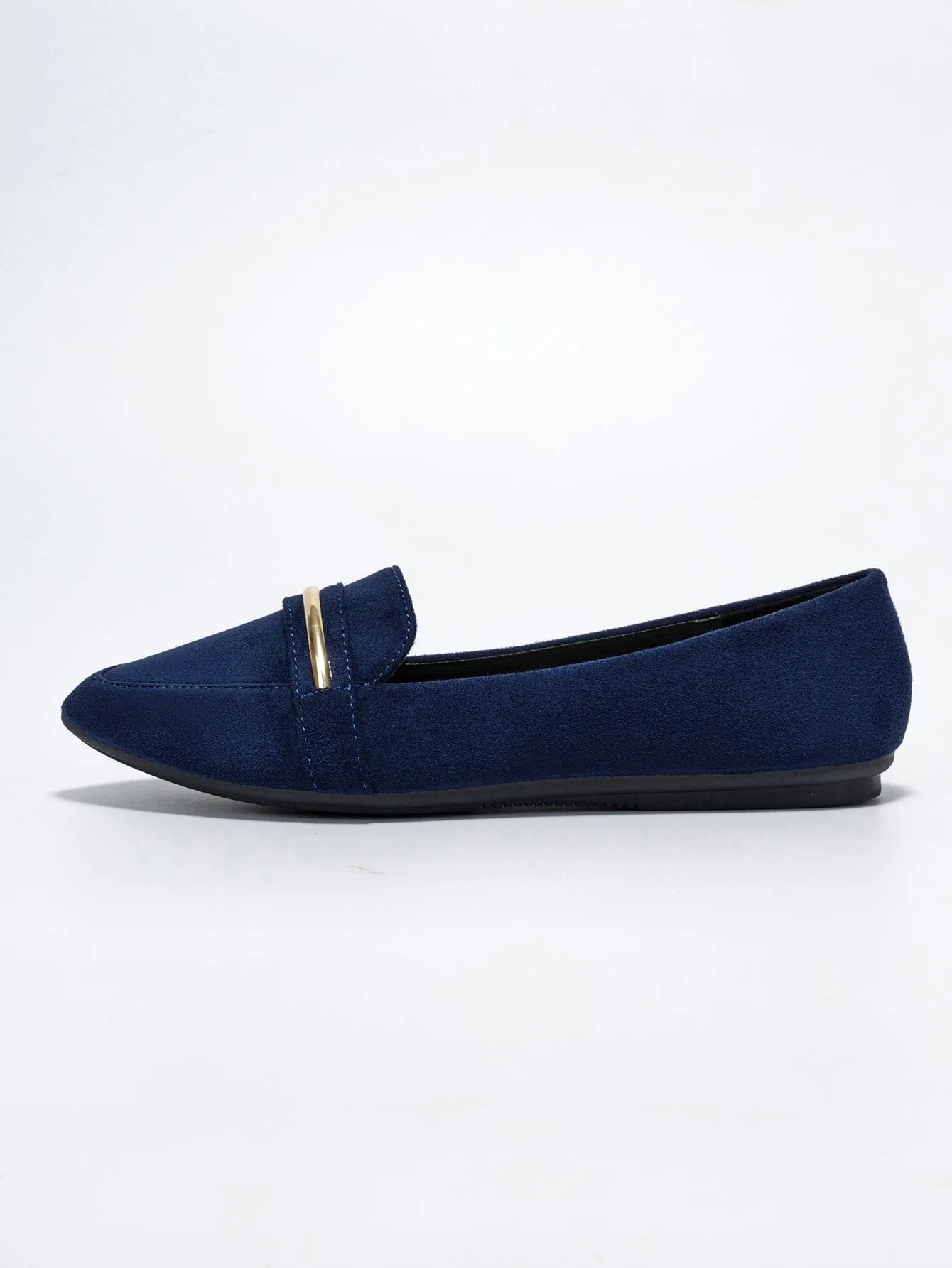 Metallic Decor Suede Loafers