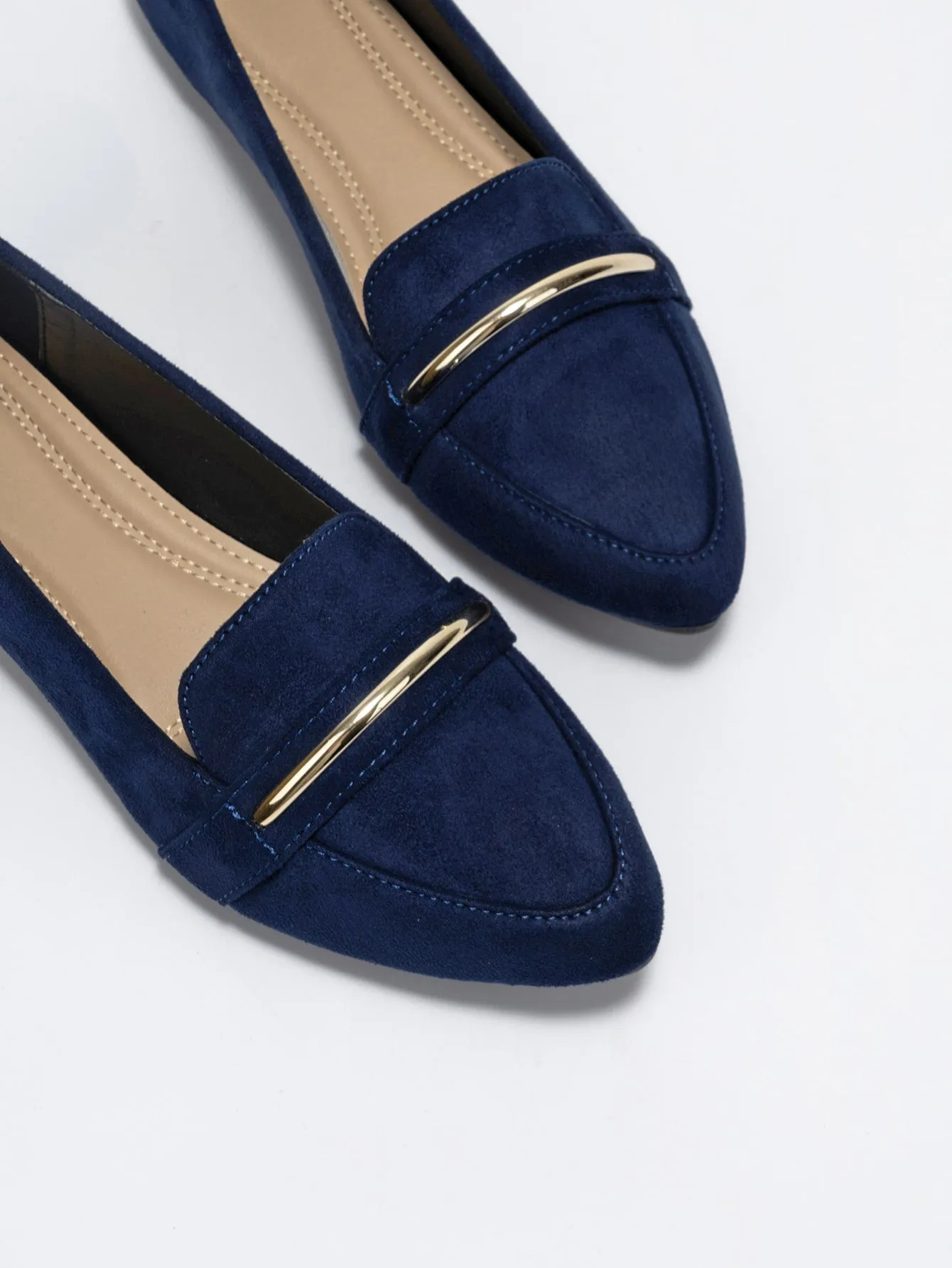 Metallic Decor Suede Loafers