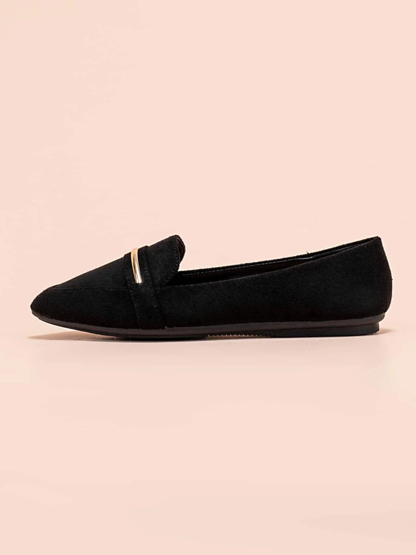 Metallic Decor Suede Loafers