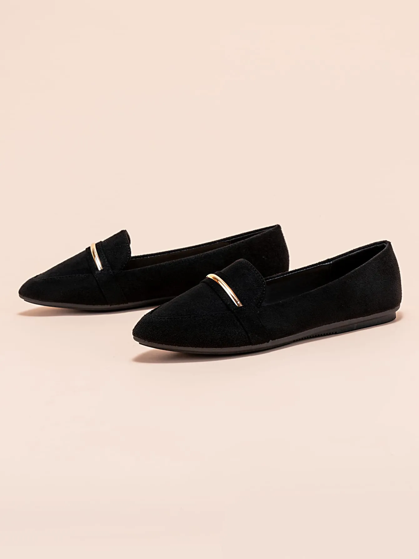 Metallic Decor Suede Loafers