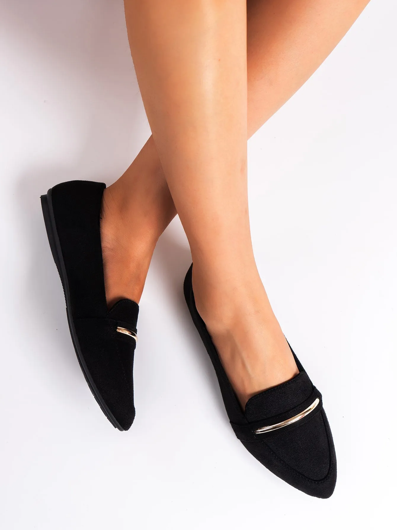 Metallic Decor Suede Loafers