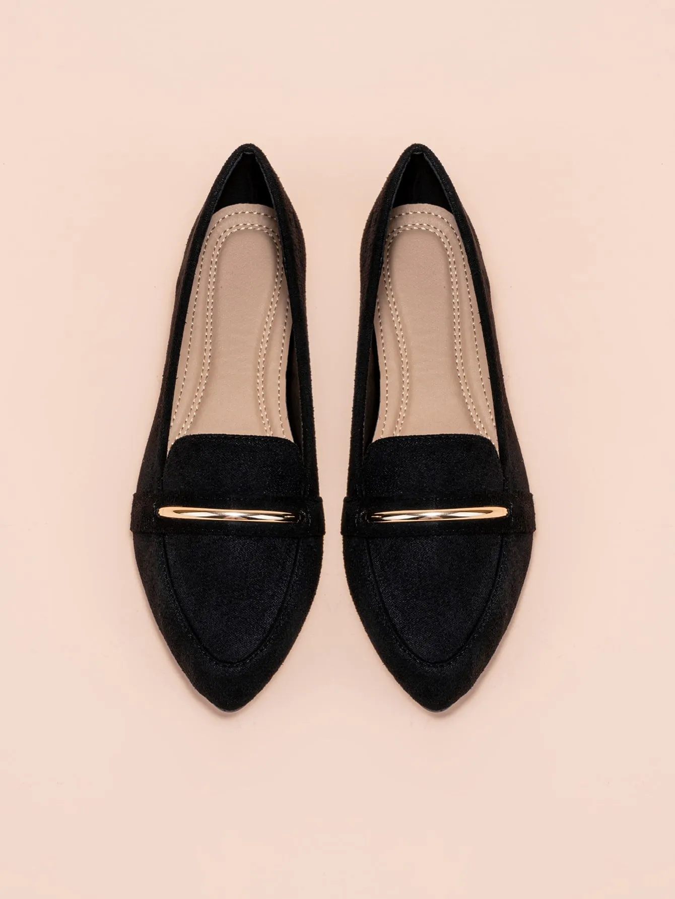 Metallic Decor Suede Loafers