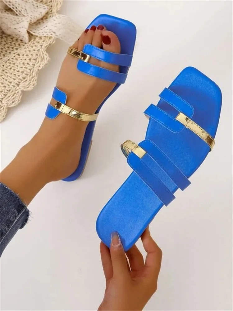 Metallic Leisure Flat Sandals