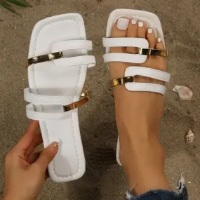 Metallic Leisure Flat Sandals