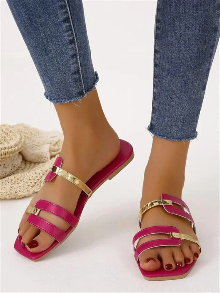 Metallic Leisure Flat Sandals