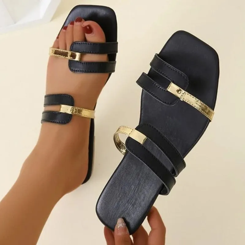 Metallic Leisure Flat Sandals