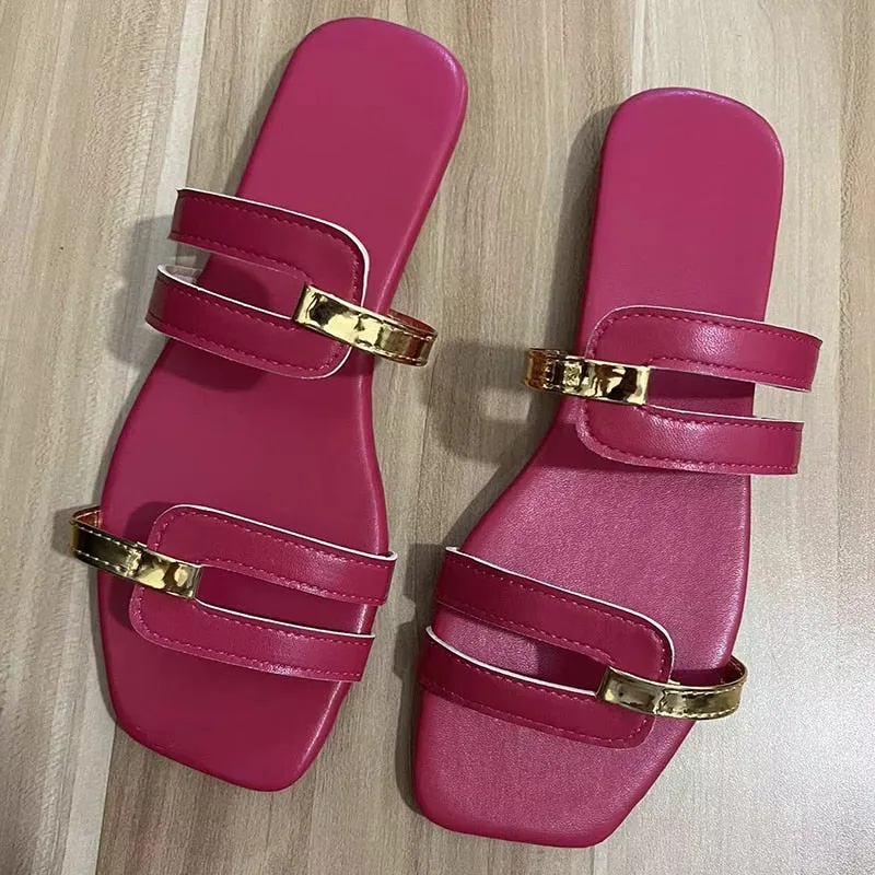 Metallic Leisure Flat Sandals