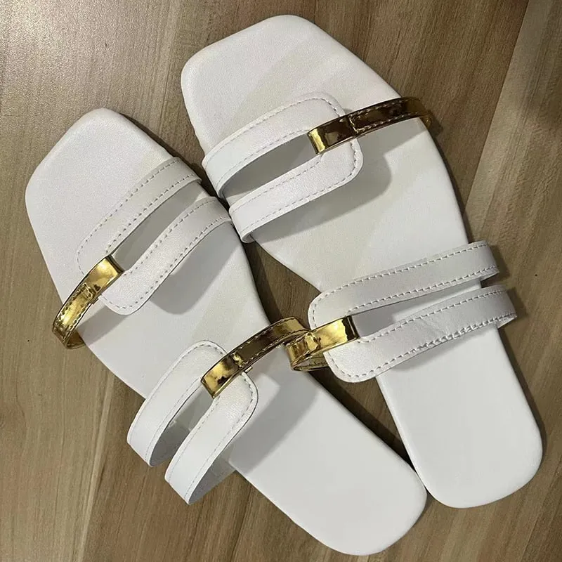 Metallic Leisure Flat Sandals