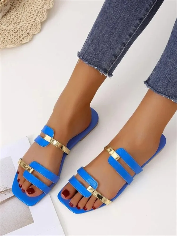 Metallic Leisure Flat Sandals