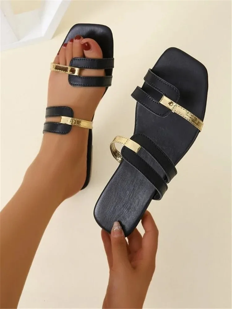 Metallic Leisure Flat Sandals