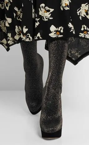 'More Is More' Metallic Jersey Over-the-Knee Jersey Sock Boots