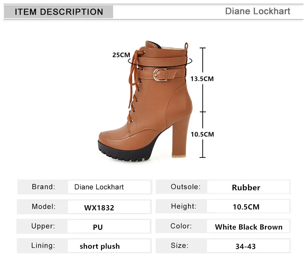 Motorcycle High Heels Ankle Buckle Boots