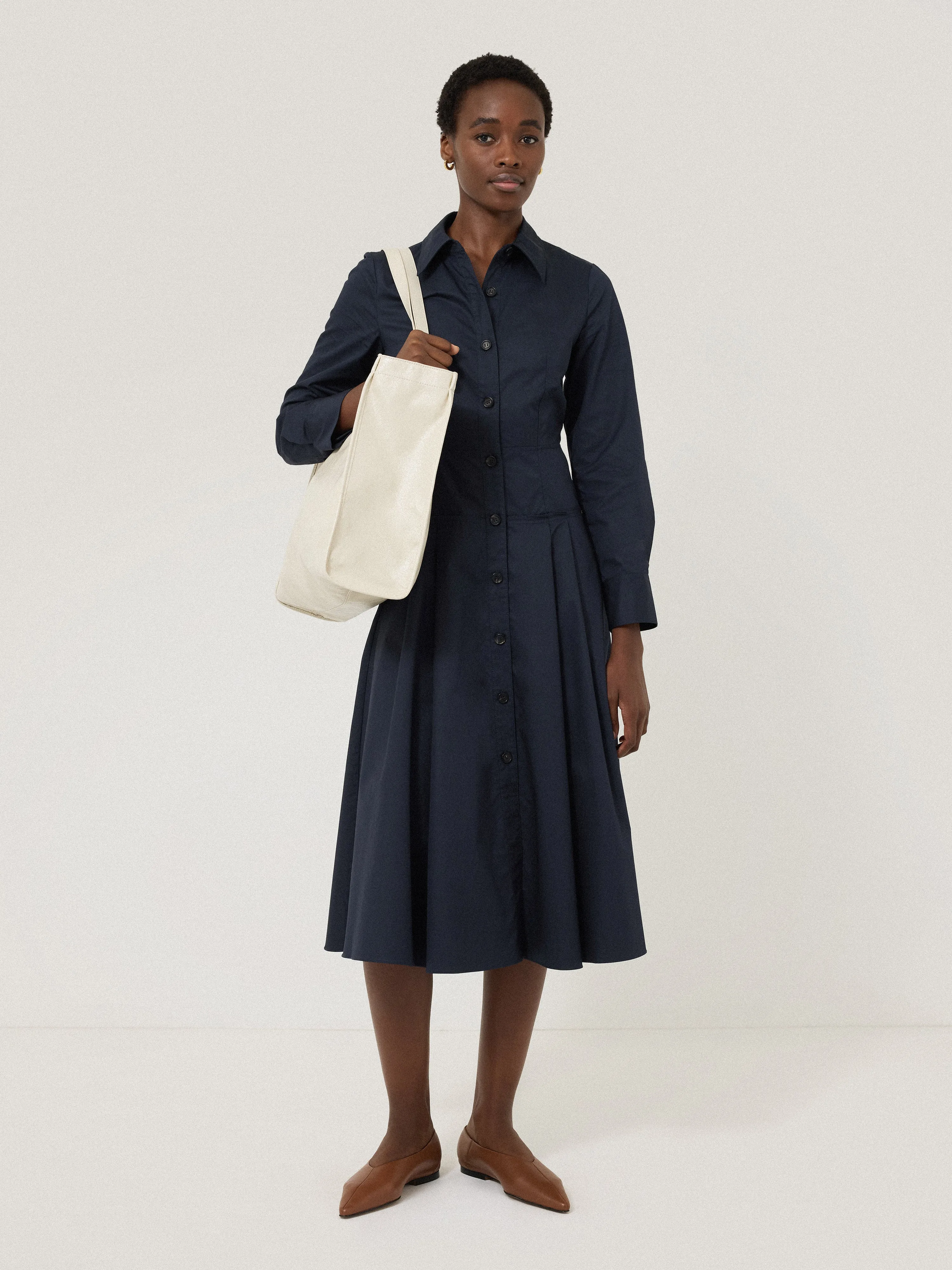 Panelled Shirt Dress | Navy