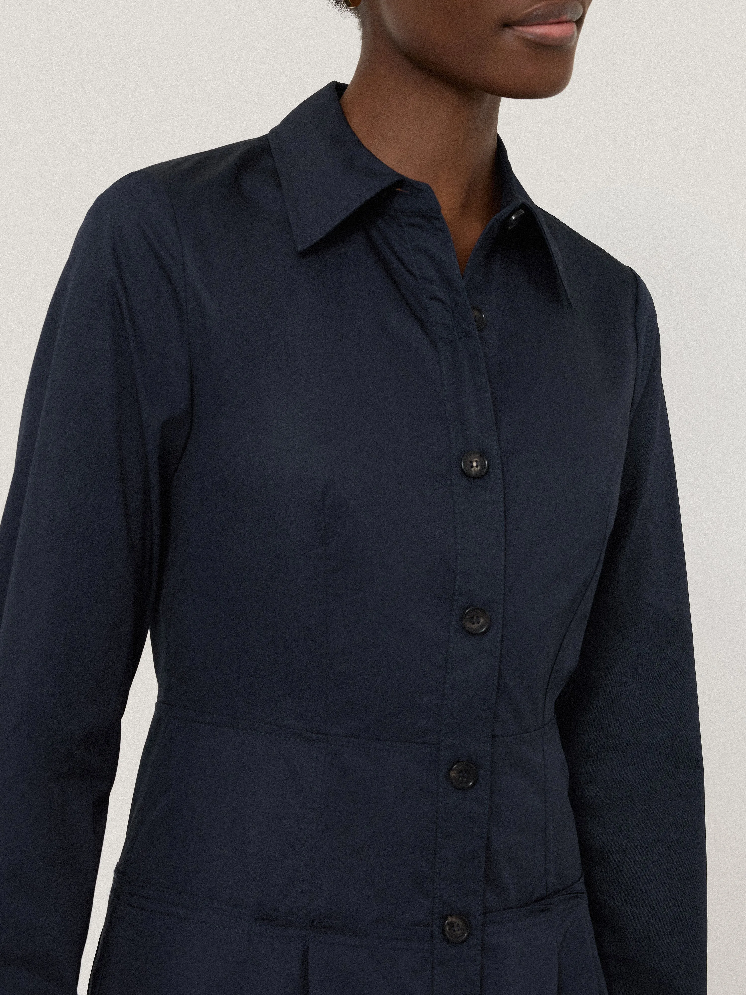 Panelled Shirt Dress | Navy