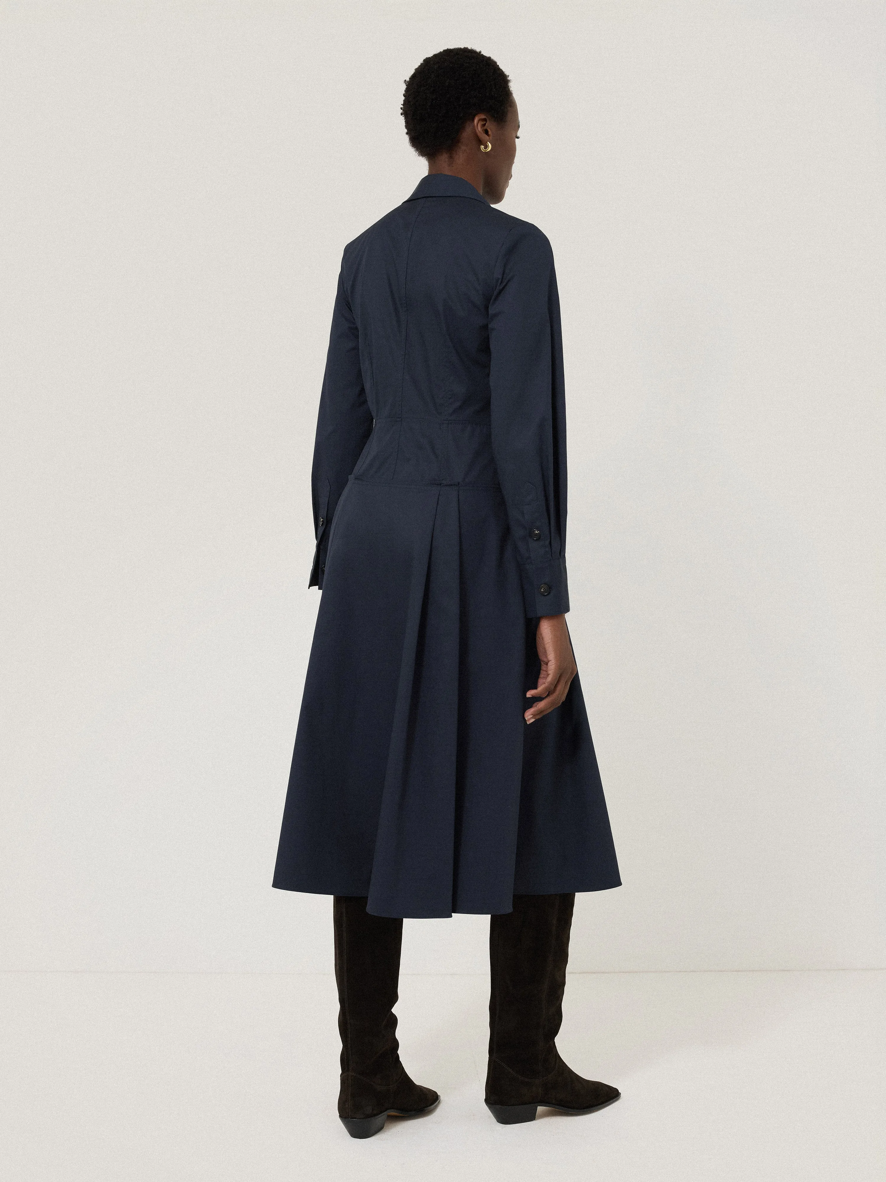 Panelled Shirt Dress | Navy