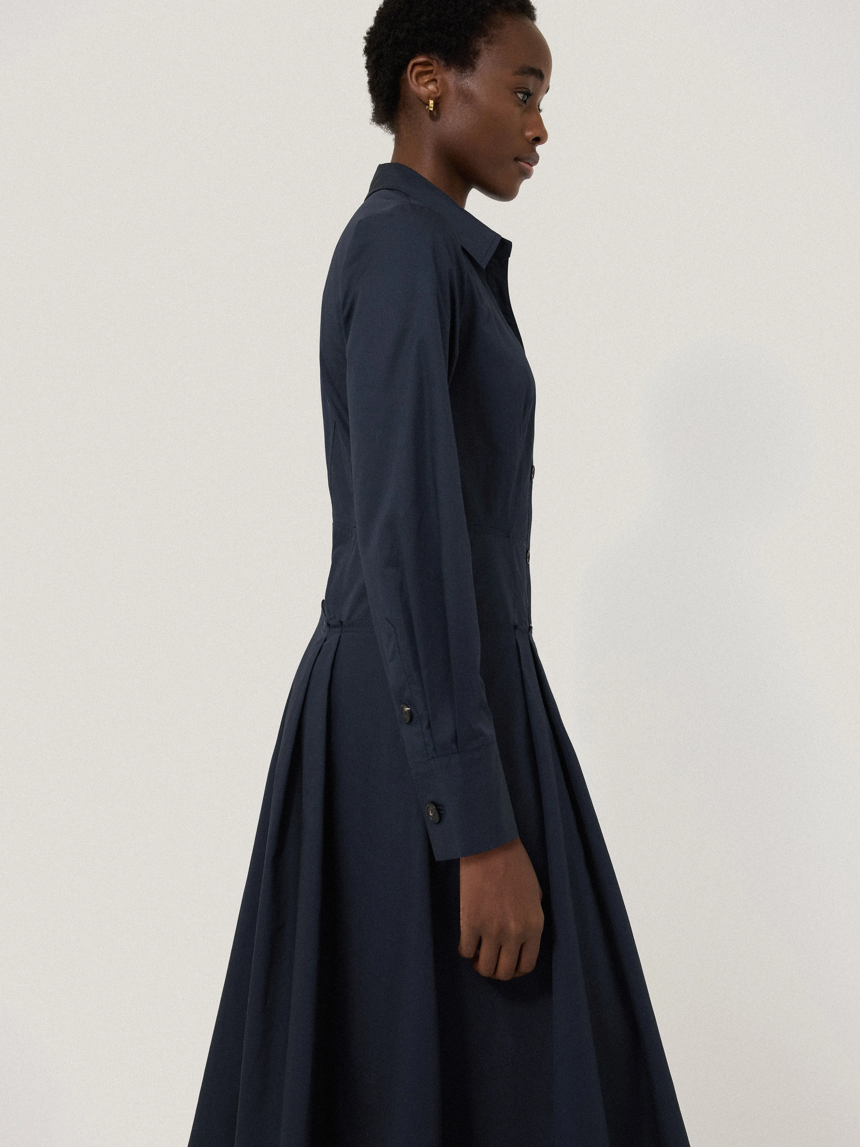 Panelled Shirt Dress | Navy