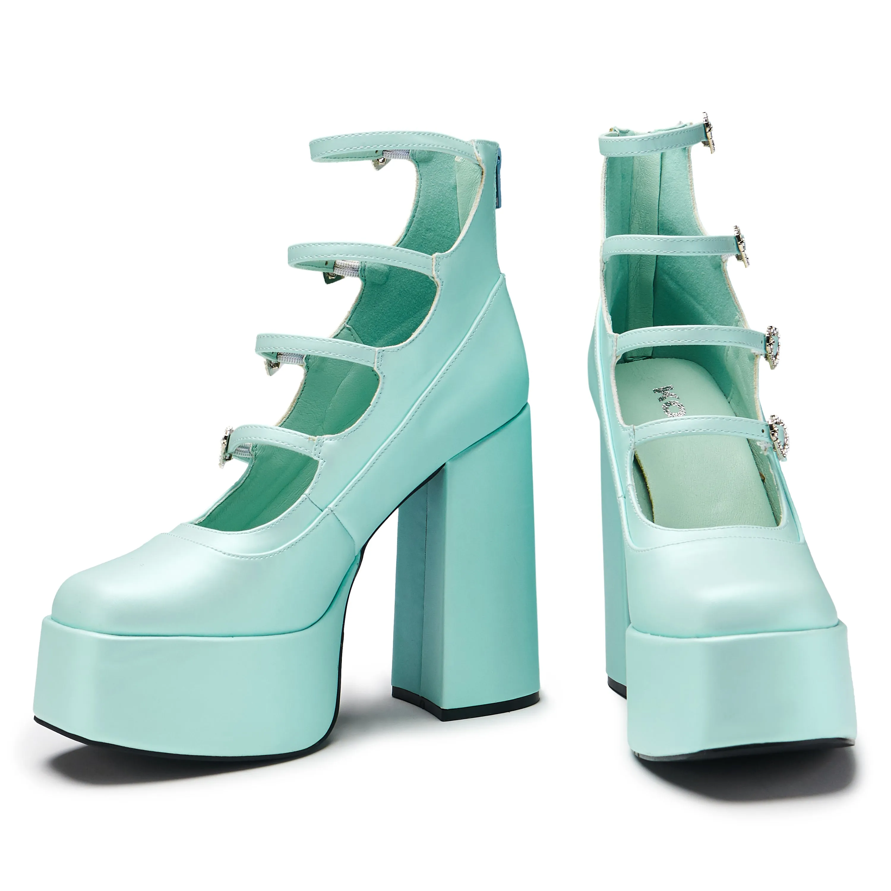 Pearl Dewdrop Platform Heels - Blue